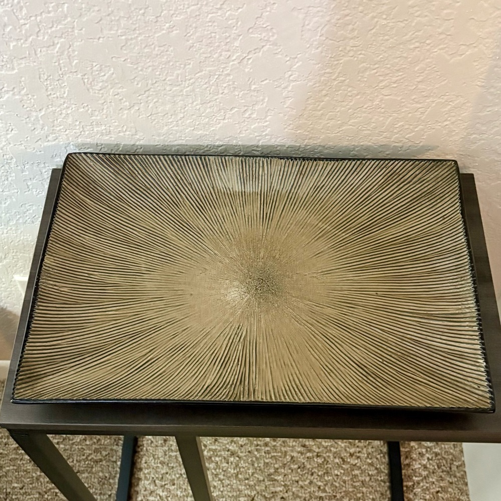 Home Trends Global Home “LOTUS GROVE FOREST" Rectangular Stoneware Platter